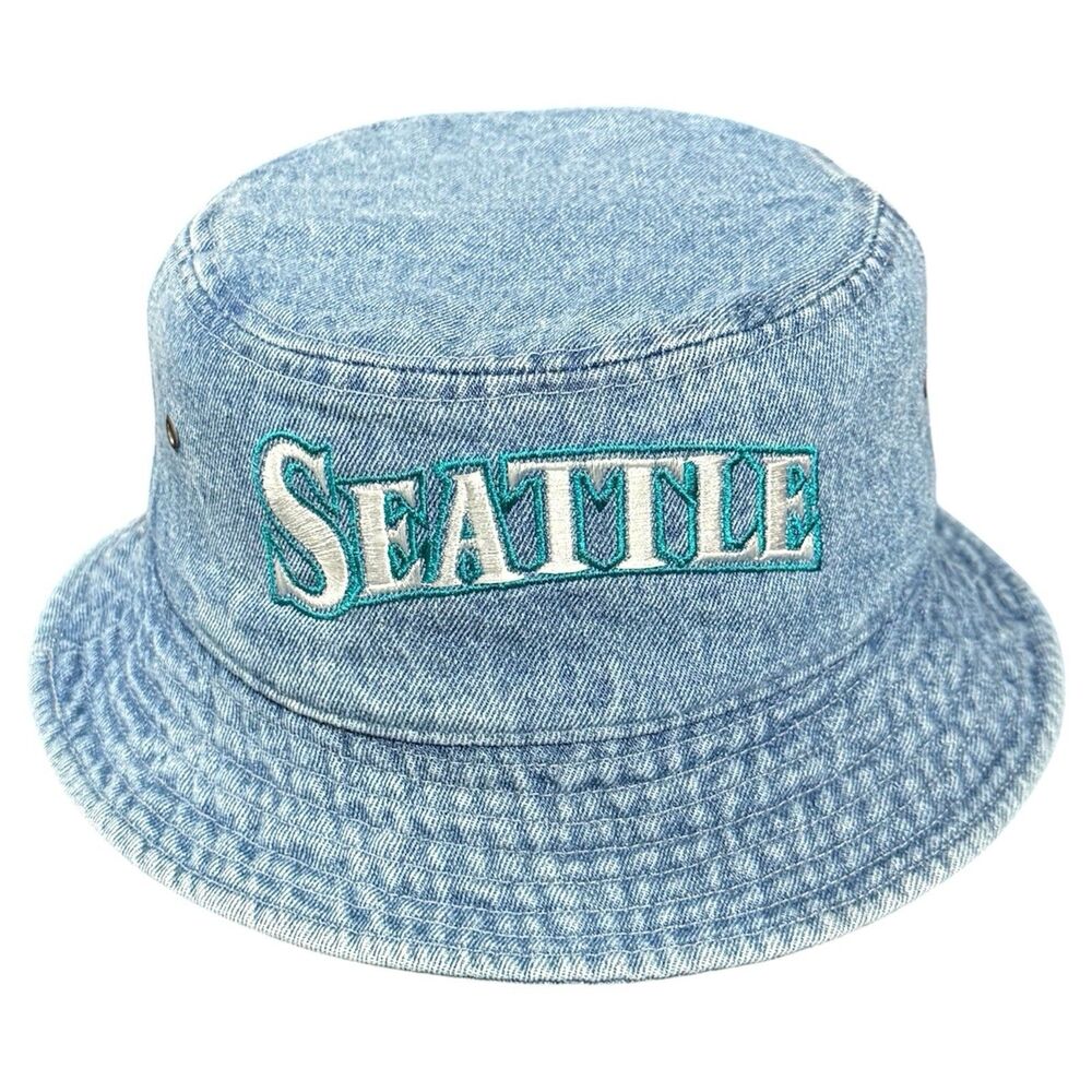 Vintage Seattle Mariners Denim Bucket Hat Newhattan S/M 100% Cotton Excellent
